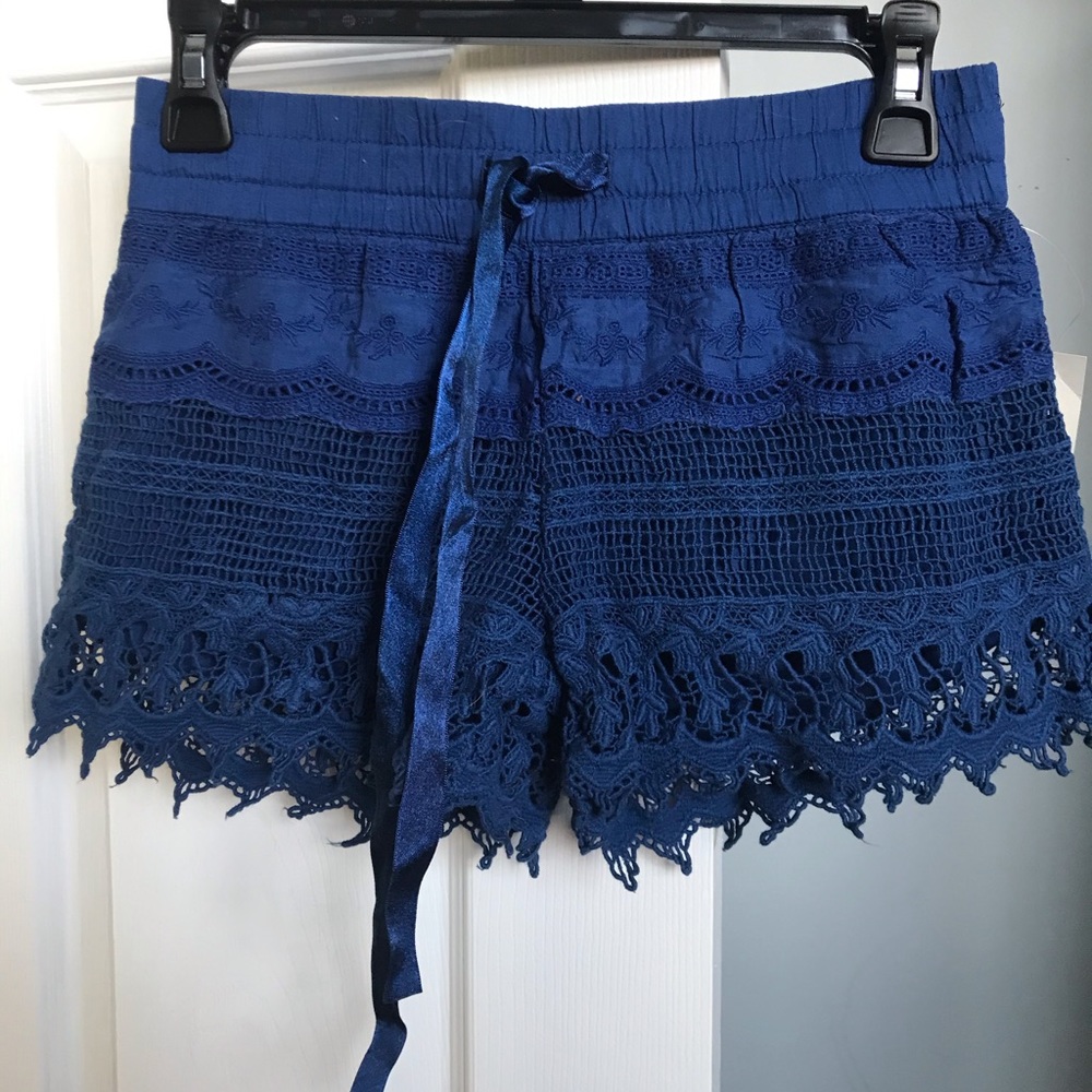 Blue Crochet Shorts